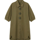 Vestito in Cotone Verde Militare