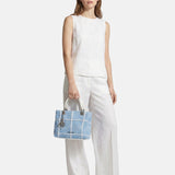 Borsa a Mano in Pelle Vegana Azzurro