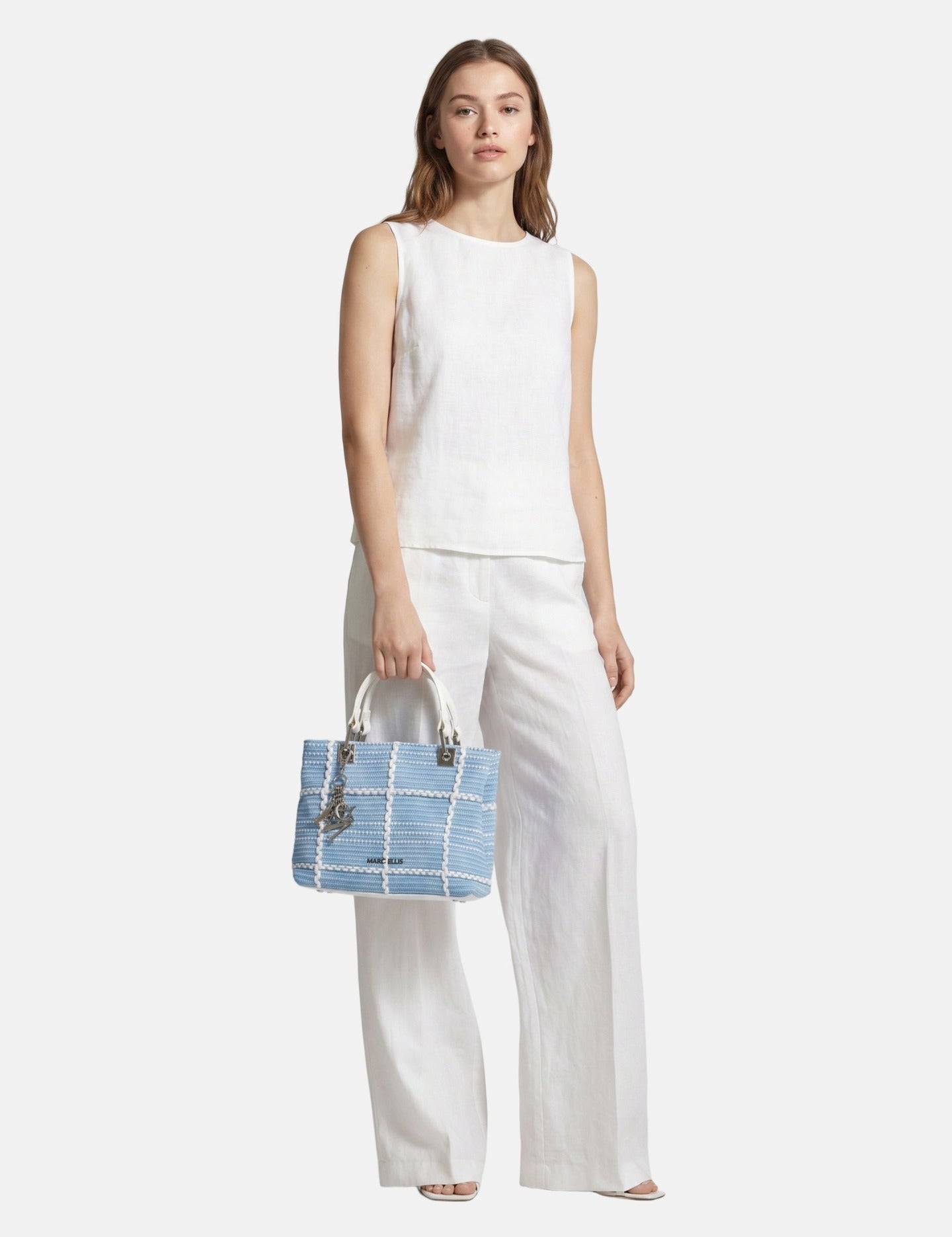 Borsa a Mano in Pelle Vegana Azzurro