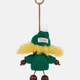 Portachiavi in Mixed Polyester + Wooden Beads + Alloy Verde