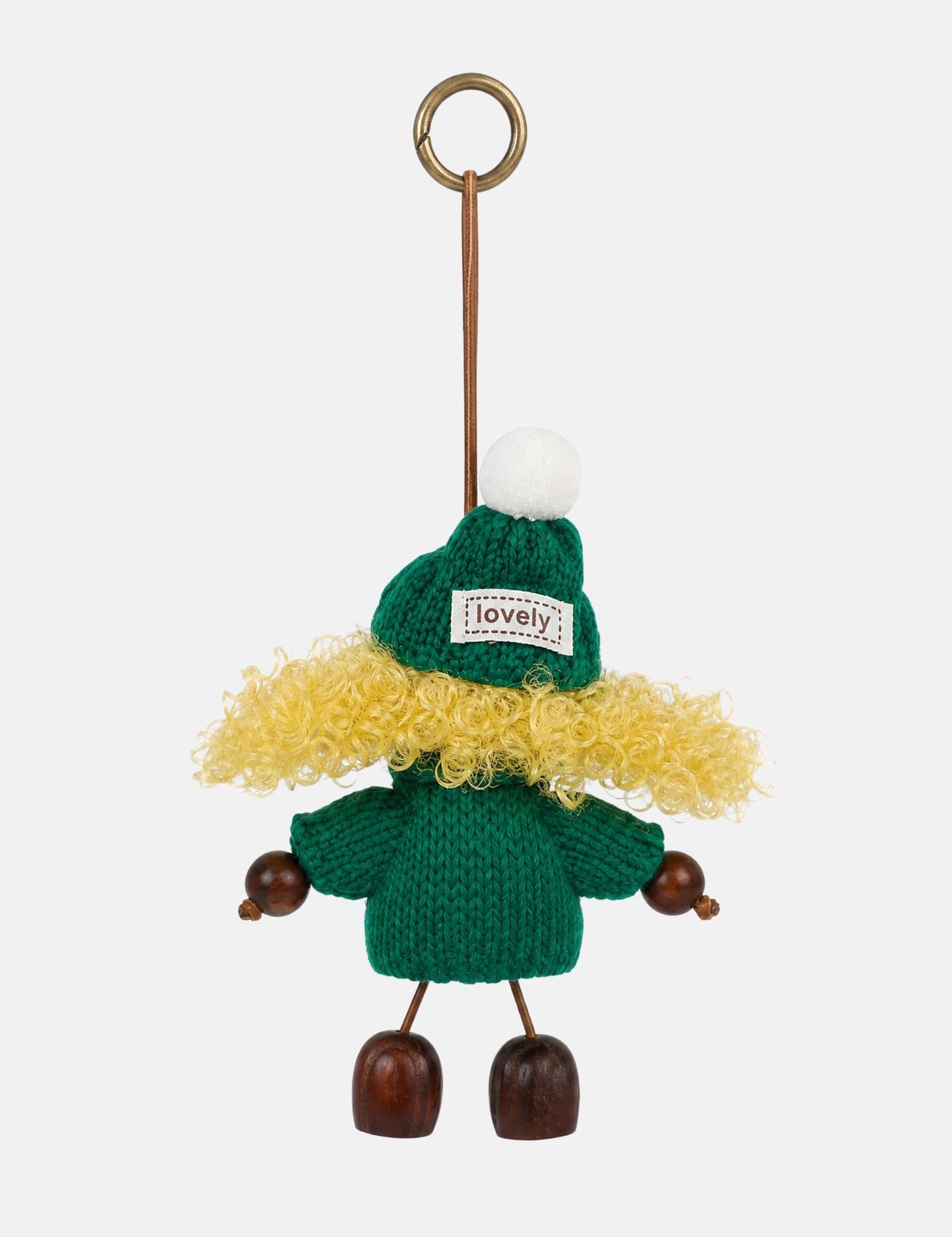 Portachiavi in Mixed Polyester + Wooden Beads + Alloy Verde