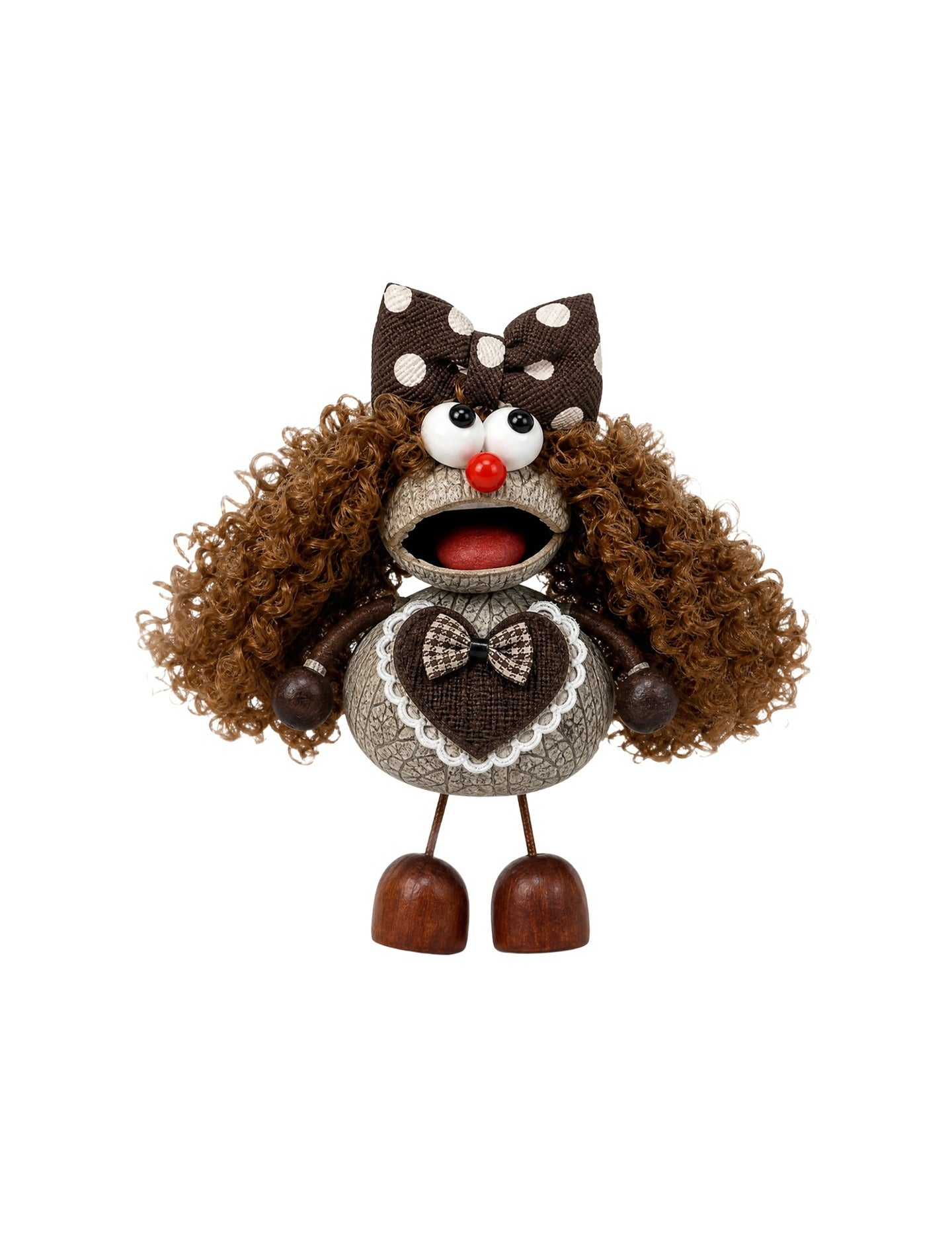 Portachiavi in Mixed Polyester + Wooden Beads + Alloy Marrone