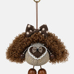 Portachiavi in Mixed Polyester + Wooden Beads + Alloy Marrone