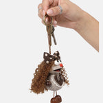 Portachiavi in Mixed Polyester + Wooden Beads + Alloy Marrone