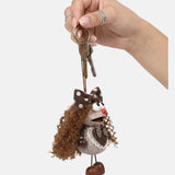 Portachiavi in Mixed Polyester + Wooden Beads + Alloy Marrone