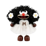 Portachiavi in Mixed Polyester + Wooden Beads + Alloy Bianco