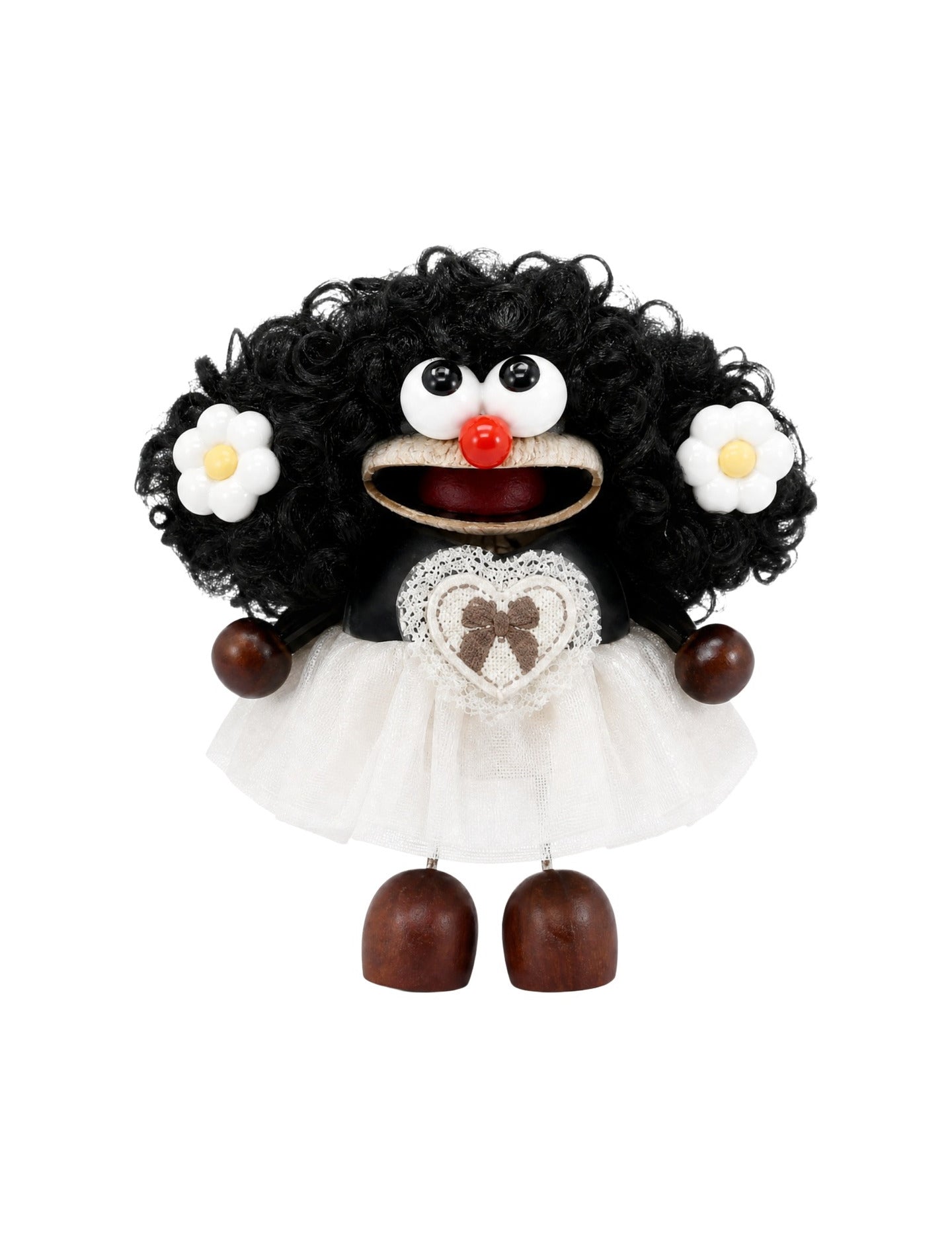 Portachiavi in Mixed Polyester + Wooden Beads + Alloy Bianco