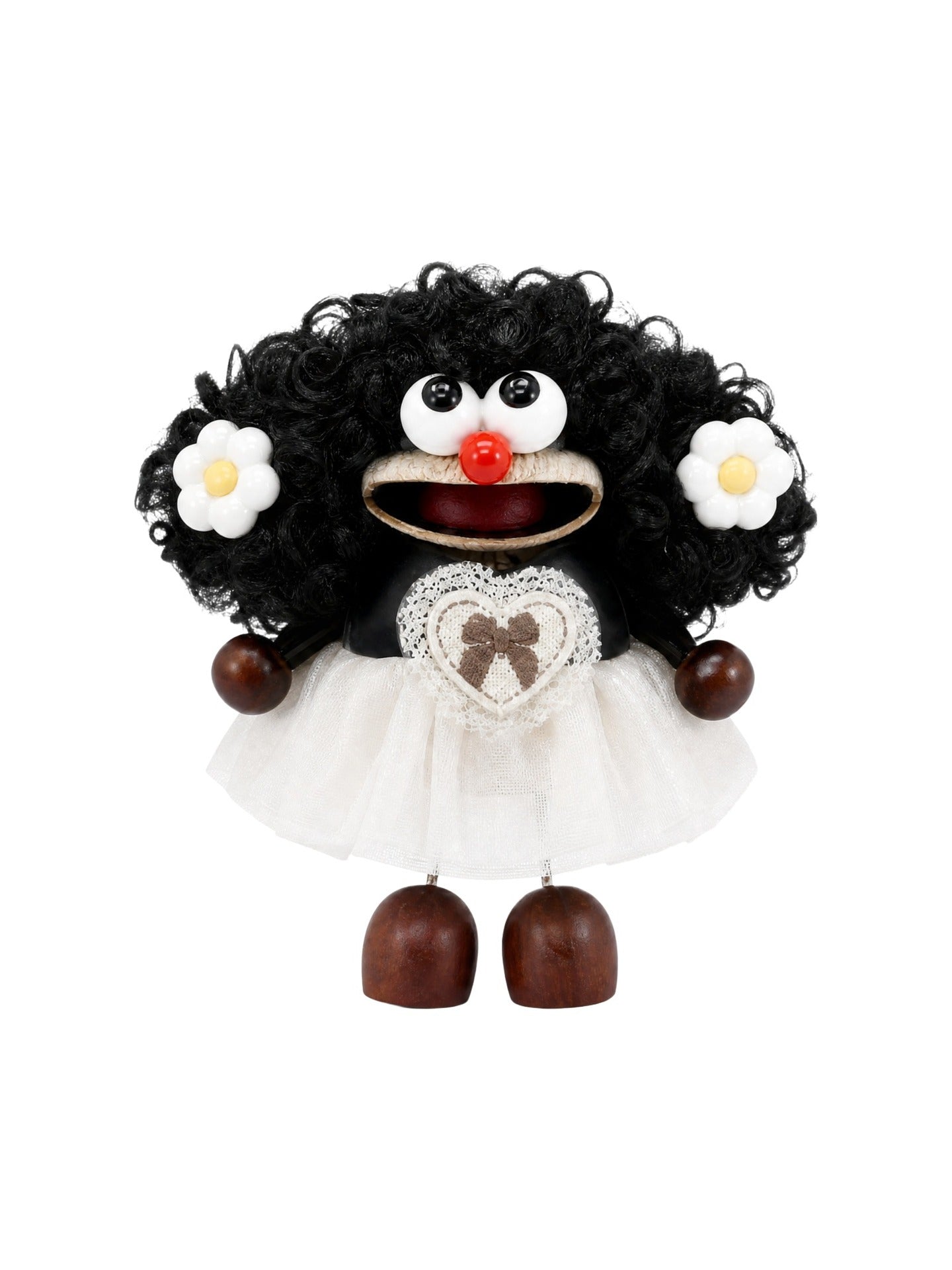 Portachiavi in Mixed Polyester + Wooden Beads + Alloy Bianco