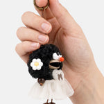 Portachiavi in Mixed Polyester + Wooden Beads + Alloy Bianco
