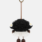Portachiavi in Mixed Polyester + Wooden Beads + Alloy Bianco