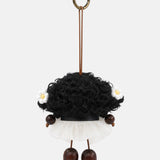 Portachiavi in Mixed Polyester + Wooden Beads + Alloy Bianco