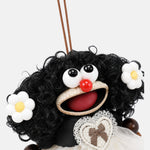 Portachiavi in Mixed Polyester + Wooden Beads + Alloy Bianco