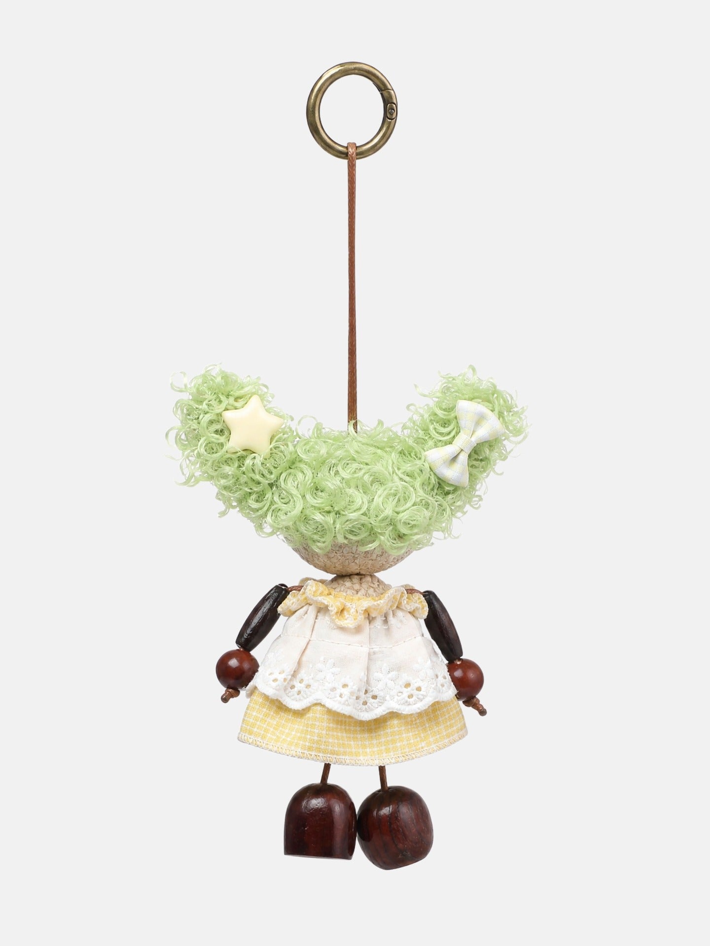 Portachiavi in Mixed Polyester + Wooden Beads + Alloy Bianco