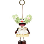 Portachiavi in Mixed Polyester + Wooden Beads + Alloy Bianco