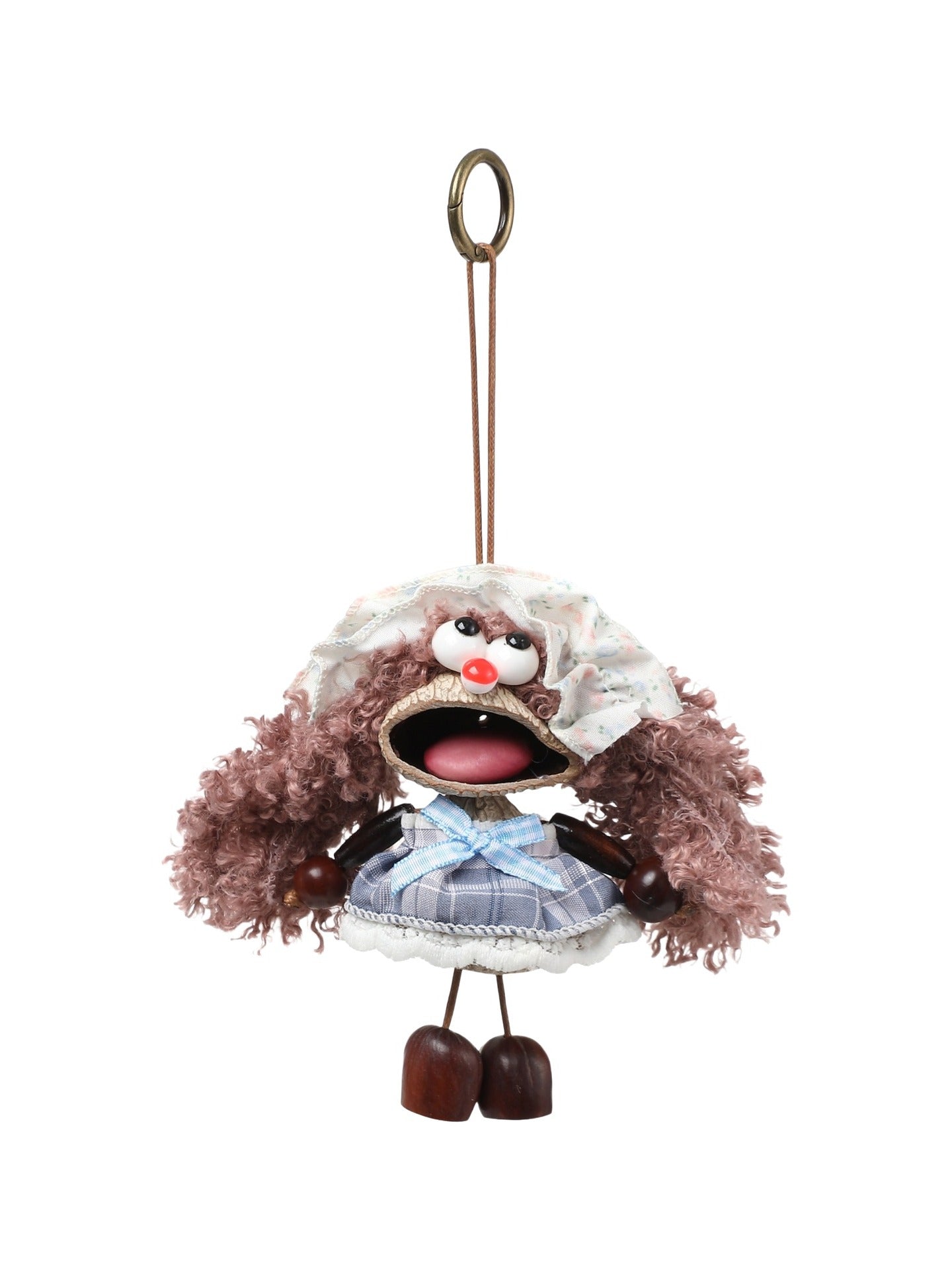 Portachiavi in Mixed Polyester + Wooden Beads + Alloy Blu