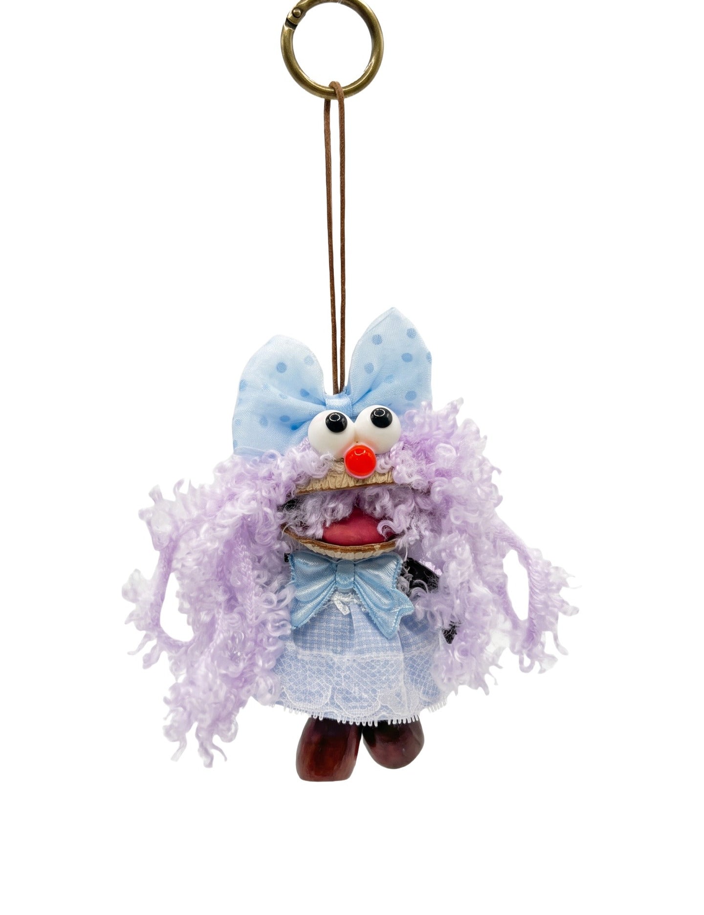 Portachiavi in Mixed Polyester + Wooden Beads + Alloy Viola