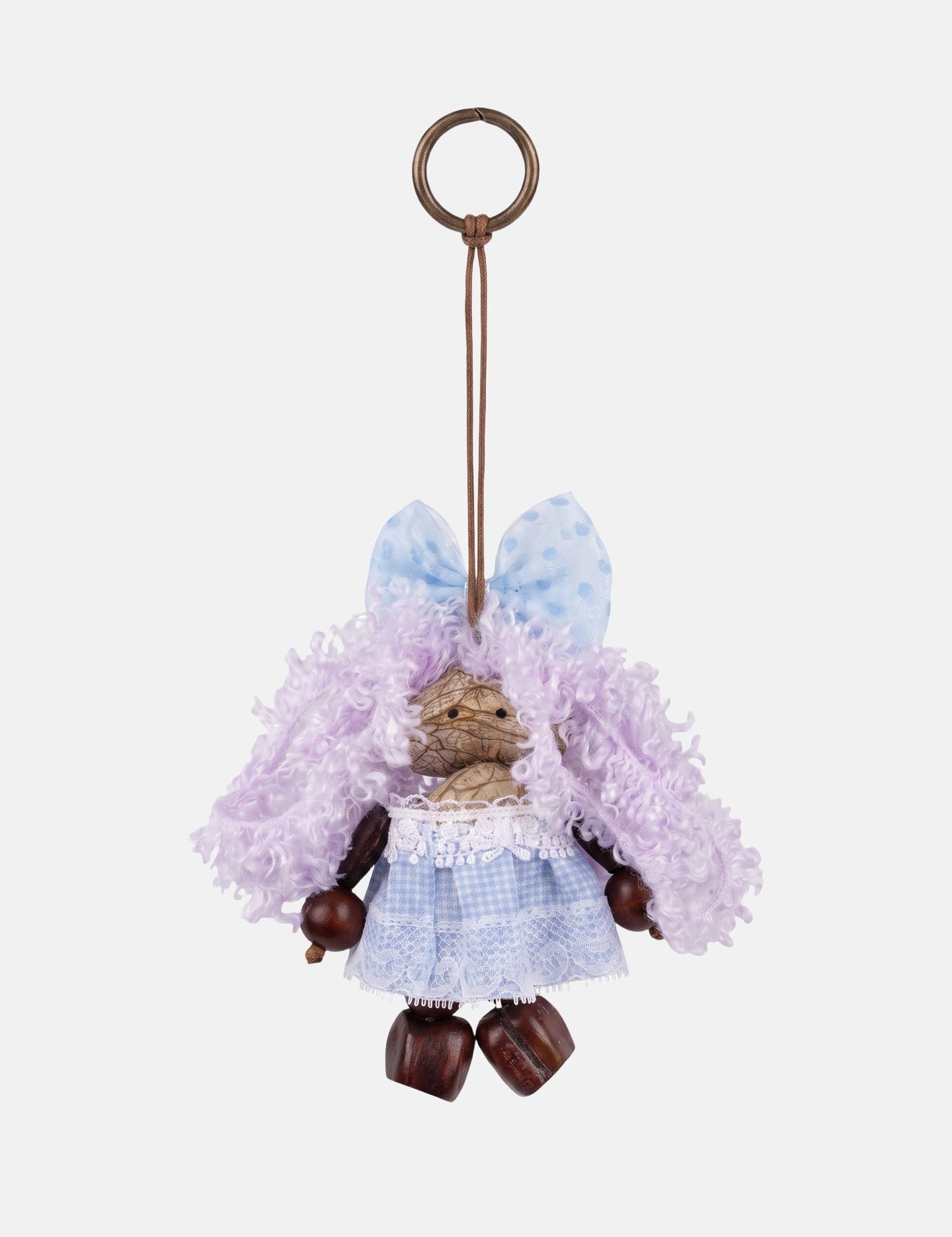 Portachiavi in Mixed Polyester + Wooden Beads + Alloy Viola