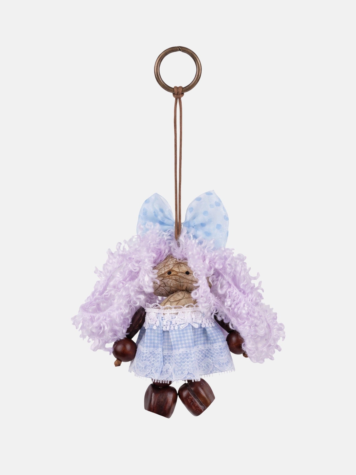 Portachiavi in Mixed Polyester + Wooden Beads + Alloy Viola