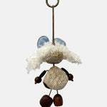 Portachiavi in Mixed Polyester + Wooden Beads + Alloy Bianco