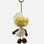 Portachiavi in Mixed Polyester + Wooden Beads + Alloy Beige