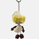Portachiavi in Mixed Polyester + Wooden Beads + Alloy Beige
