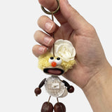 Portachiavi in Mixed Polyester + Wooden Beads + Alloy Beige