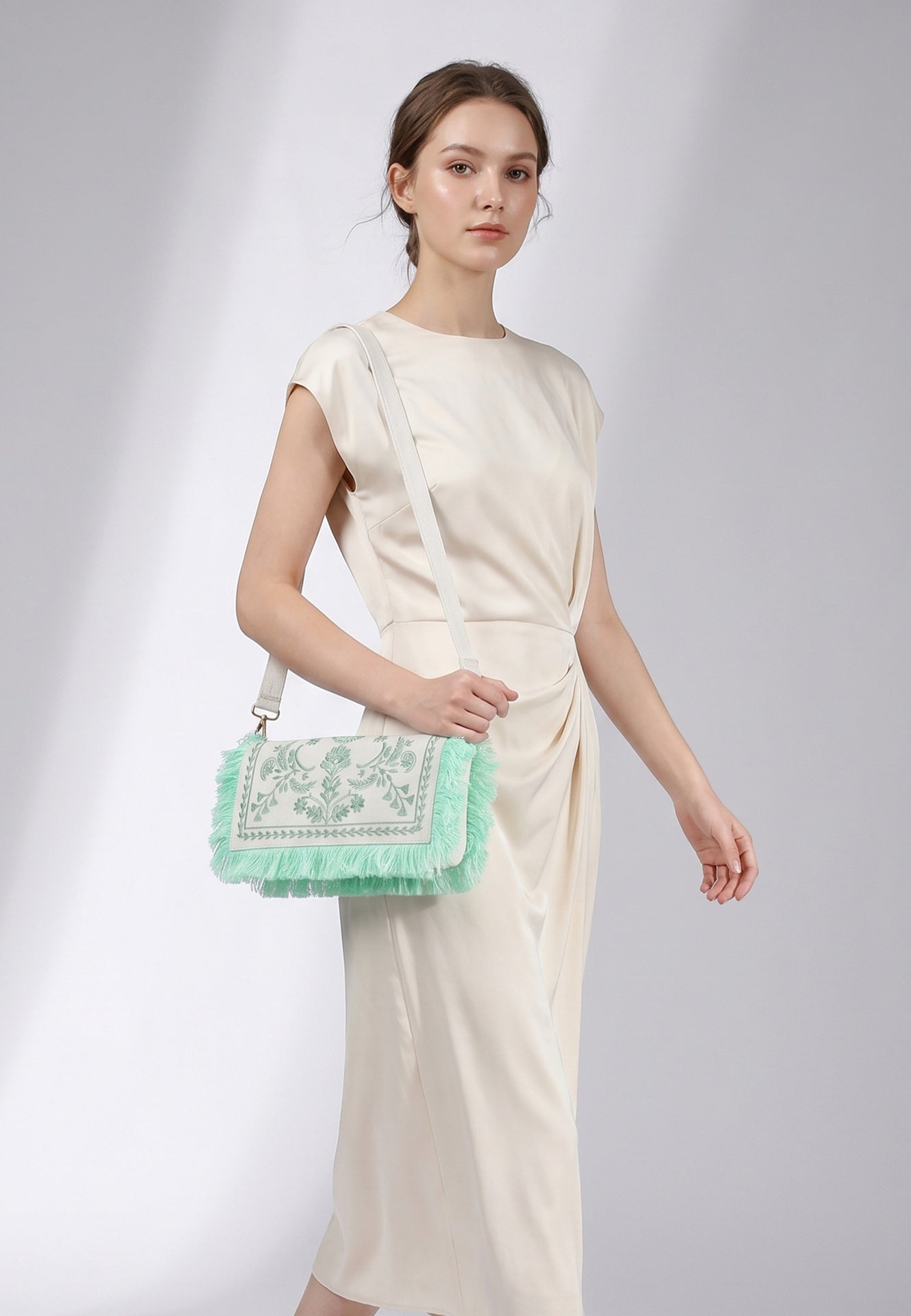 Borsa a Spalla in Cotone Verde