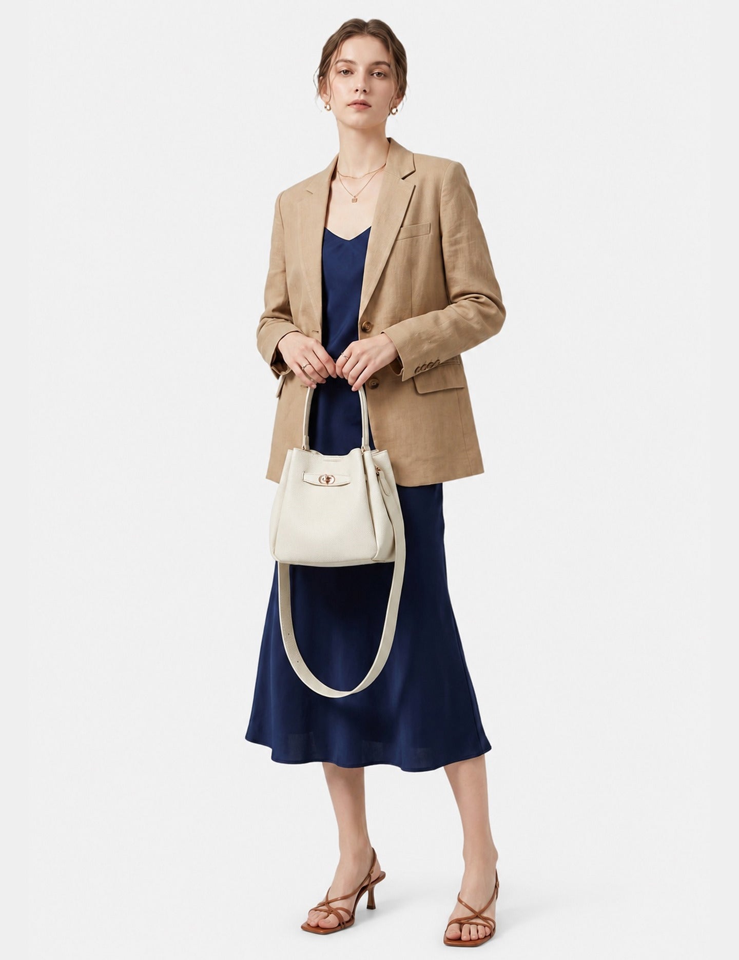 Borsa a Mano in Pelle Vegana Beige