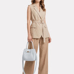 Borsa a Mano in Pelle Vegana Blu