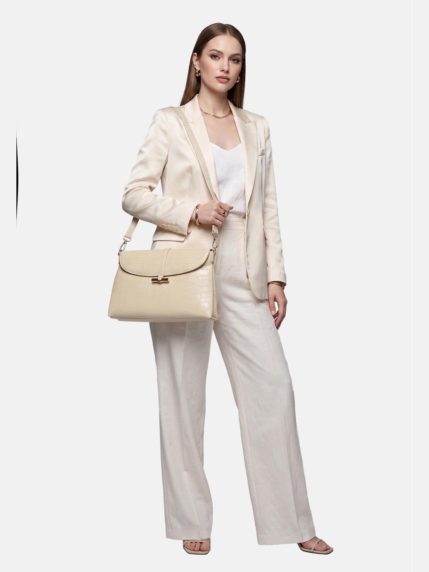 Borsa a Mano in Pelle Vegana Beige
