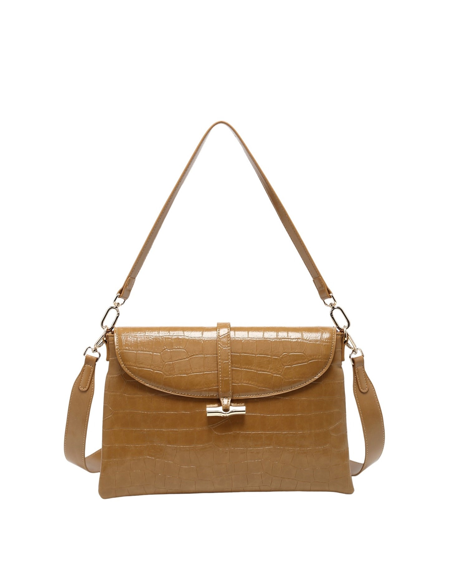 Borsa a Mano in Pelle Vegana Marrone
