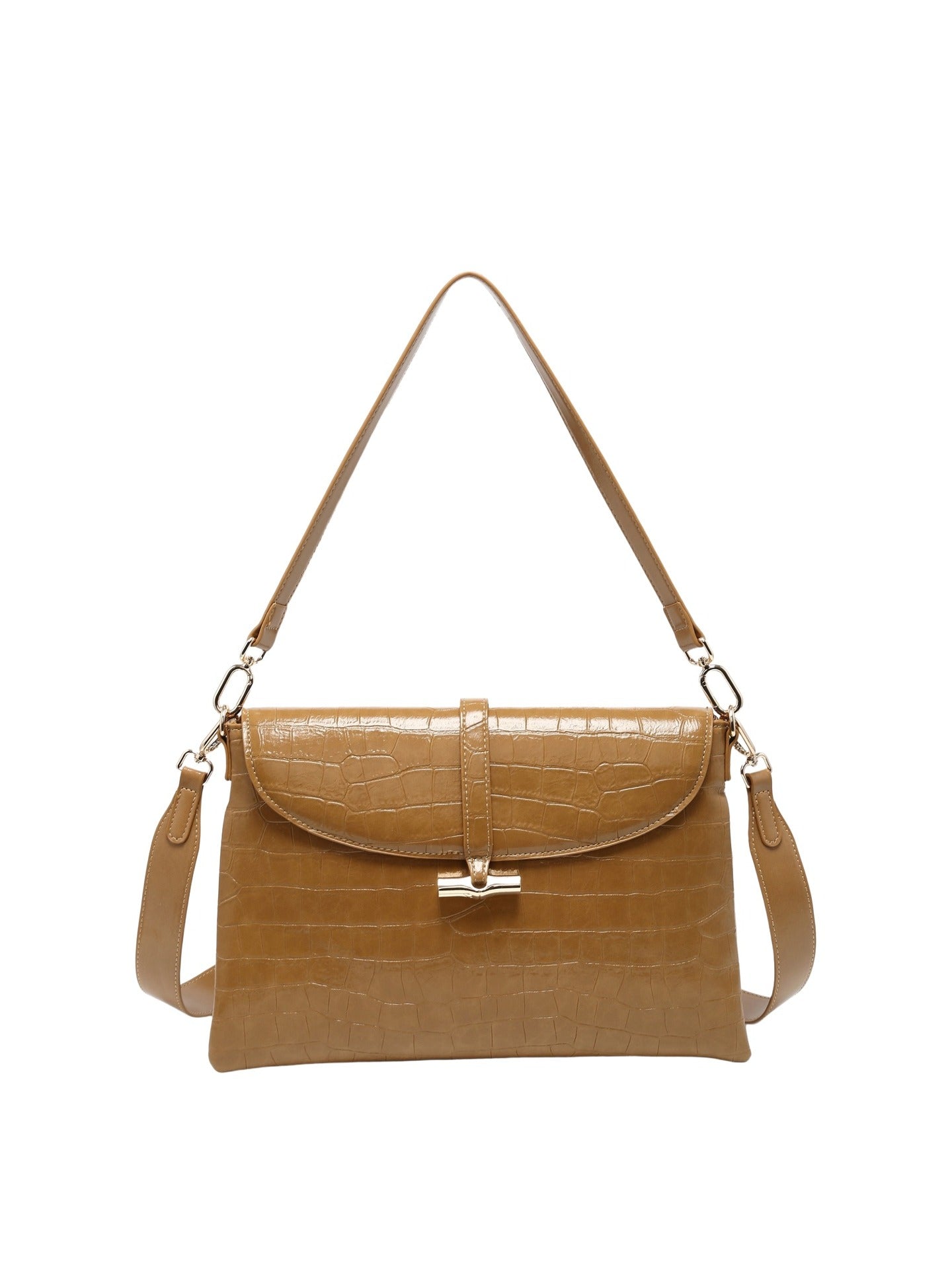 Borsa a Mano in Pelle Vegana Marrone