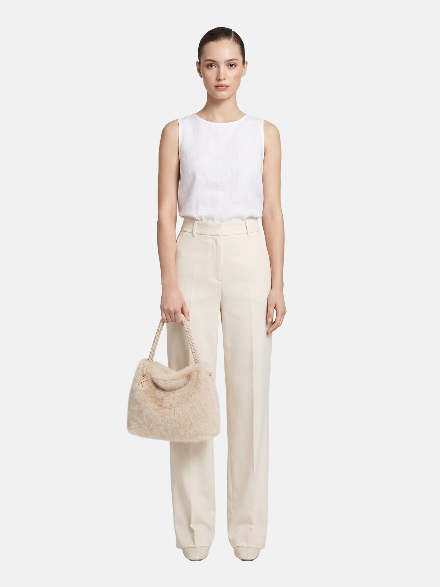 Borsa a Mano in Poliestere 100% Beige