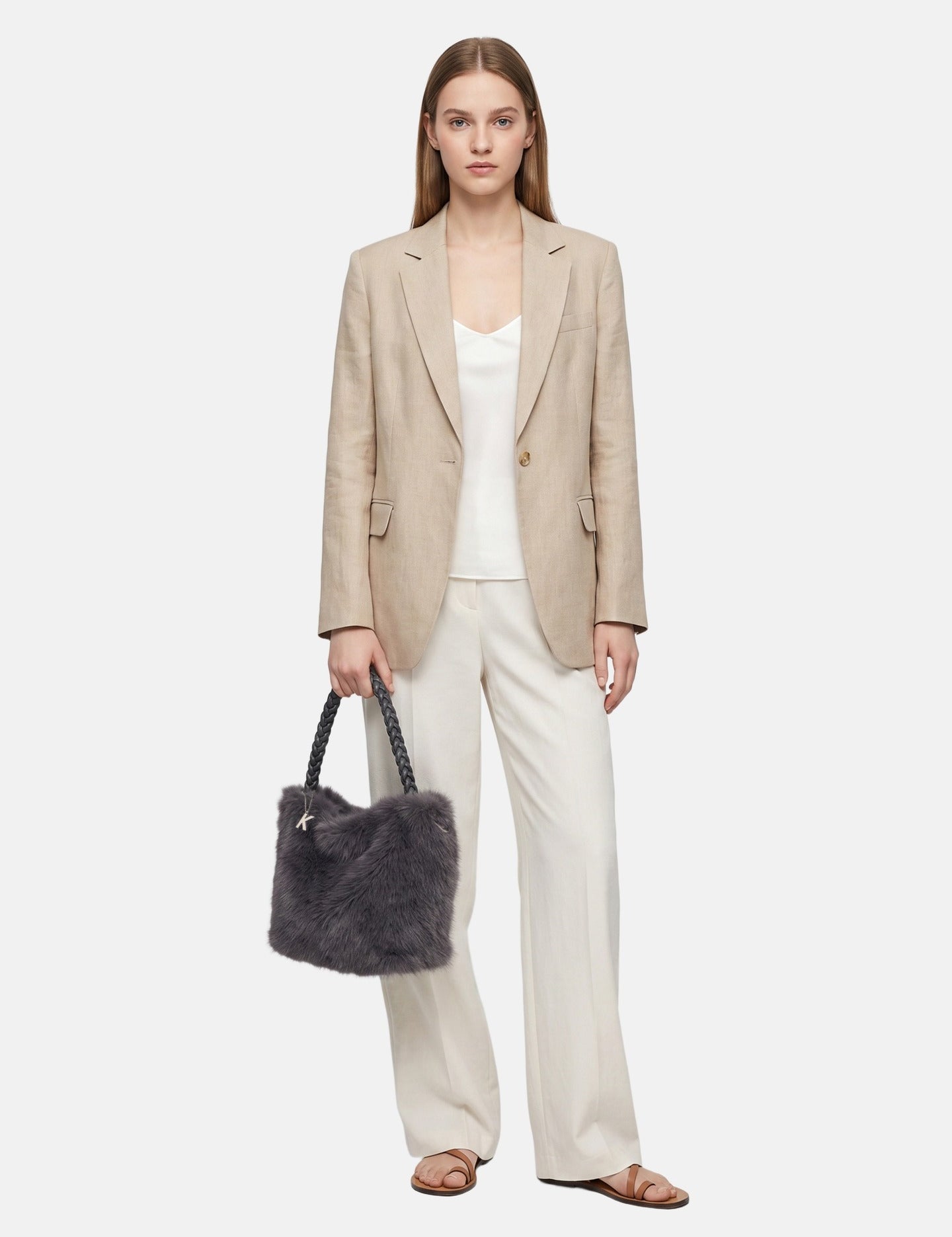 Borsa a Mano in Poliestere 100% Grigio