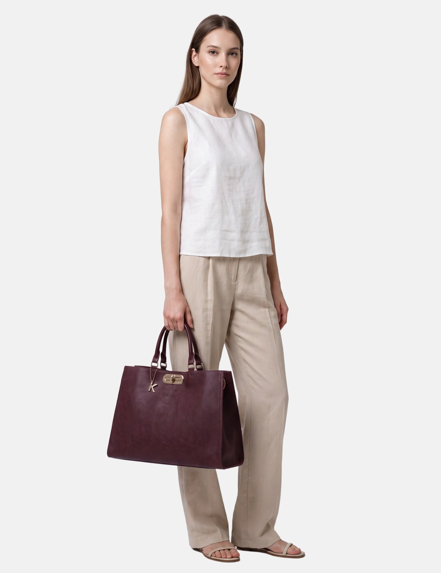 Borsa a Mano in Poliestere 100% Bordeaux