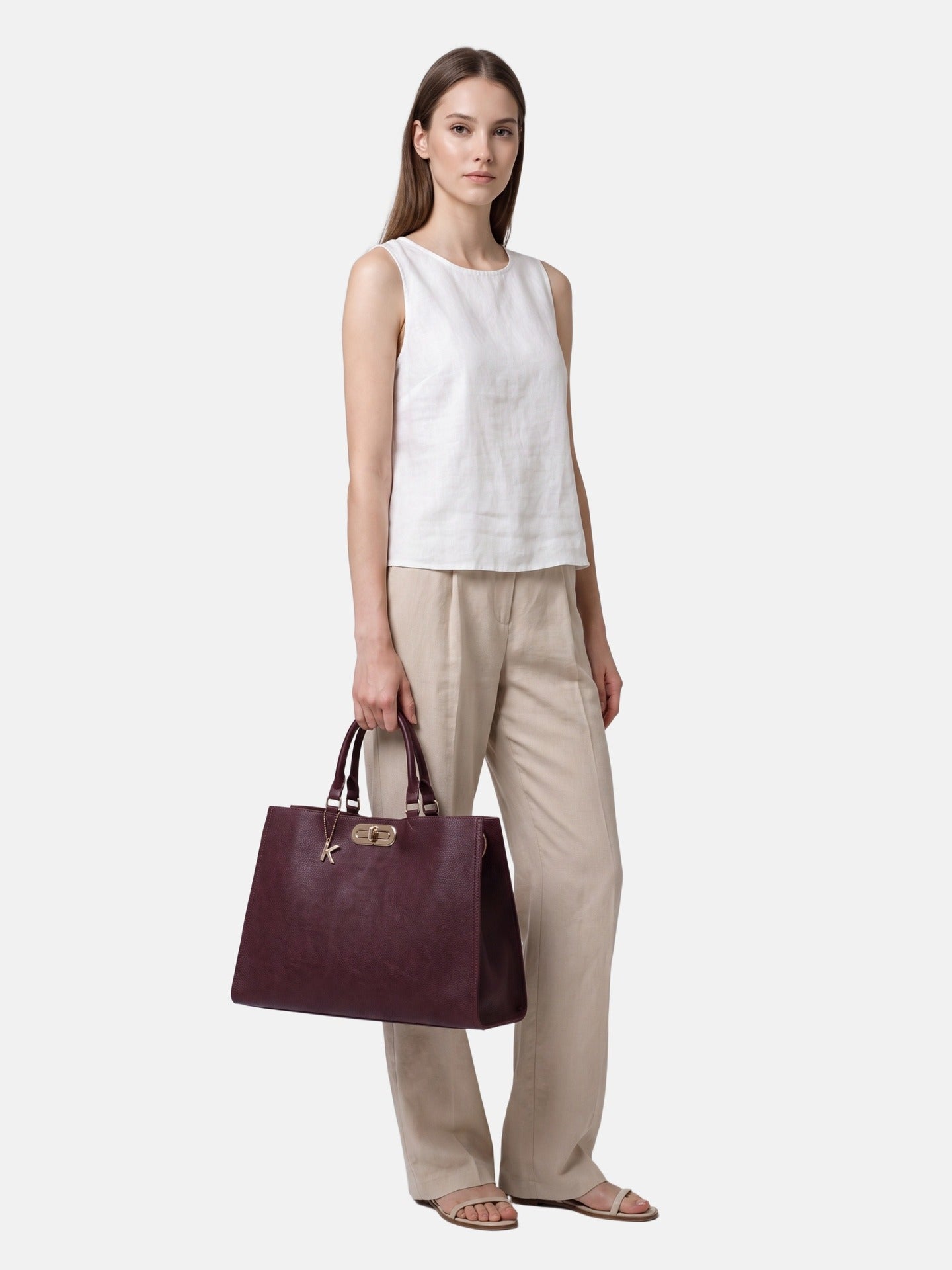 Borsa a Mano in Poliestere 100% Bordeaux