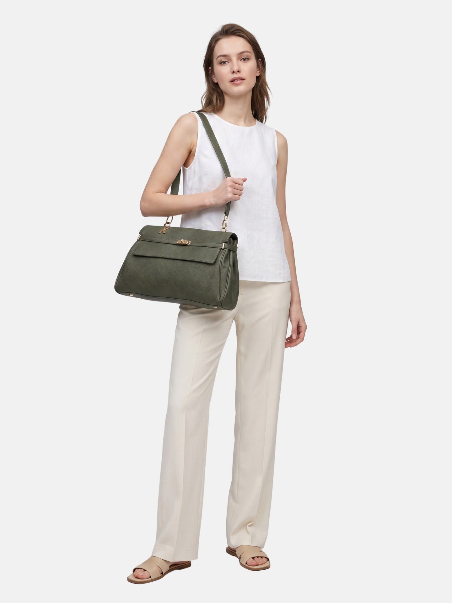 Borsa a Mano in Poliestere 100% Verde