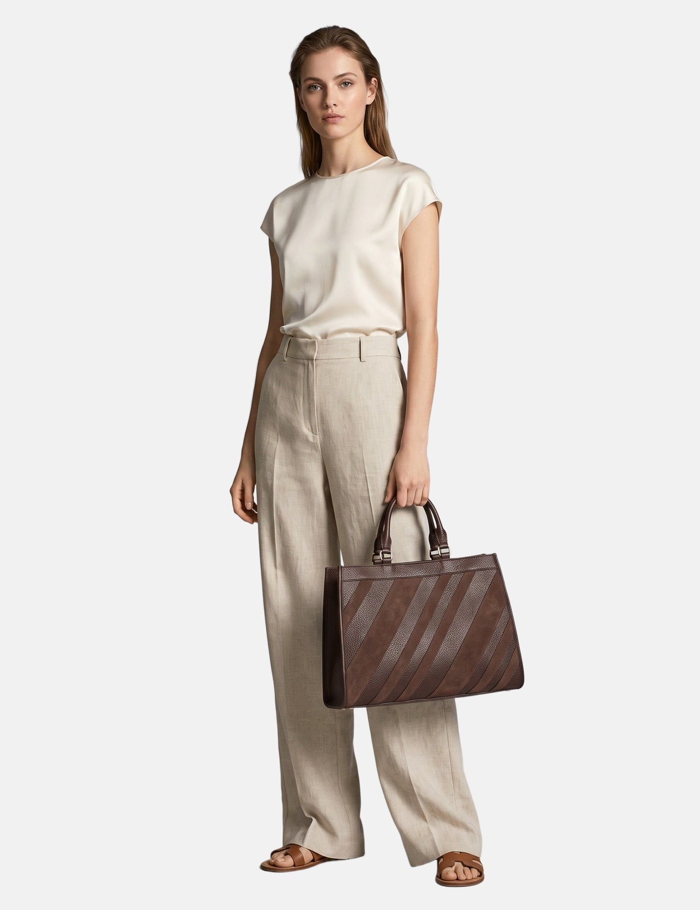 Borsa a Mano in Poliestere 100% Marrone