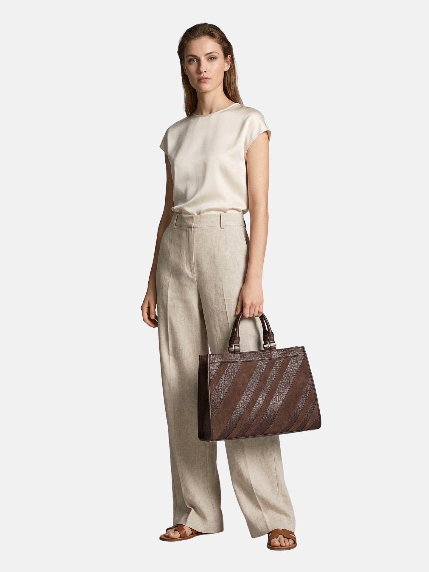 Borsa a Mano in Poliestere 100% Marrone