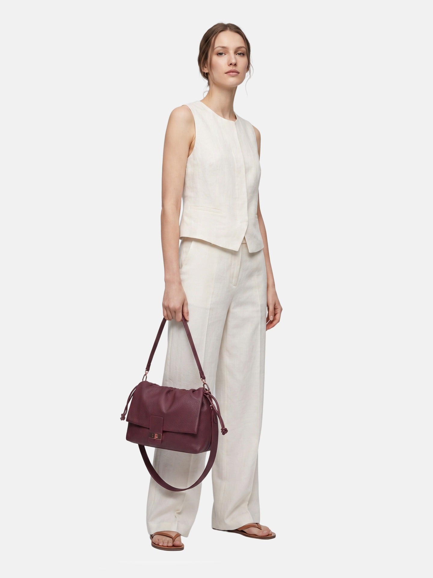 Borsa a Mano in Poliestere 100% Bordeaux