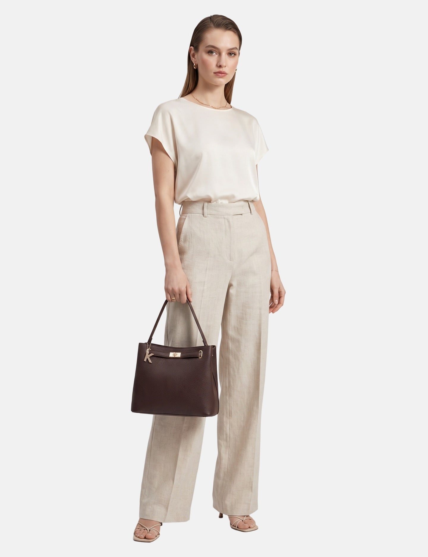 Borsa a Mano in Poliestere 100% Marrone