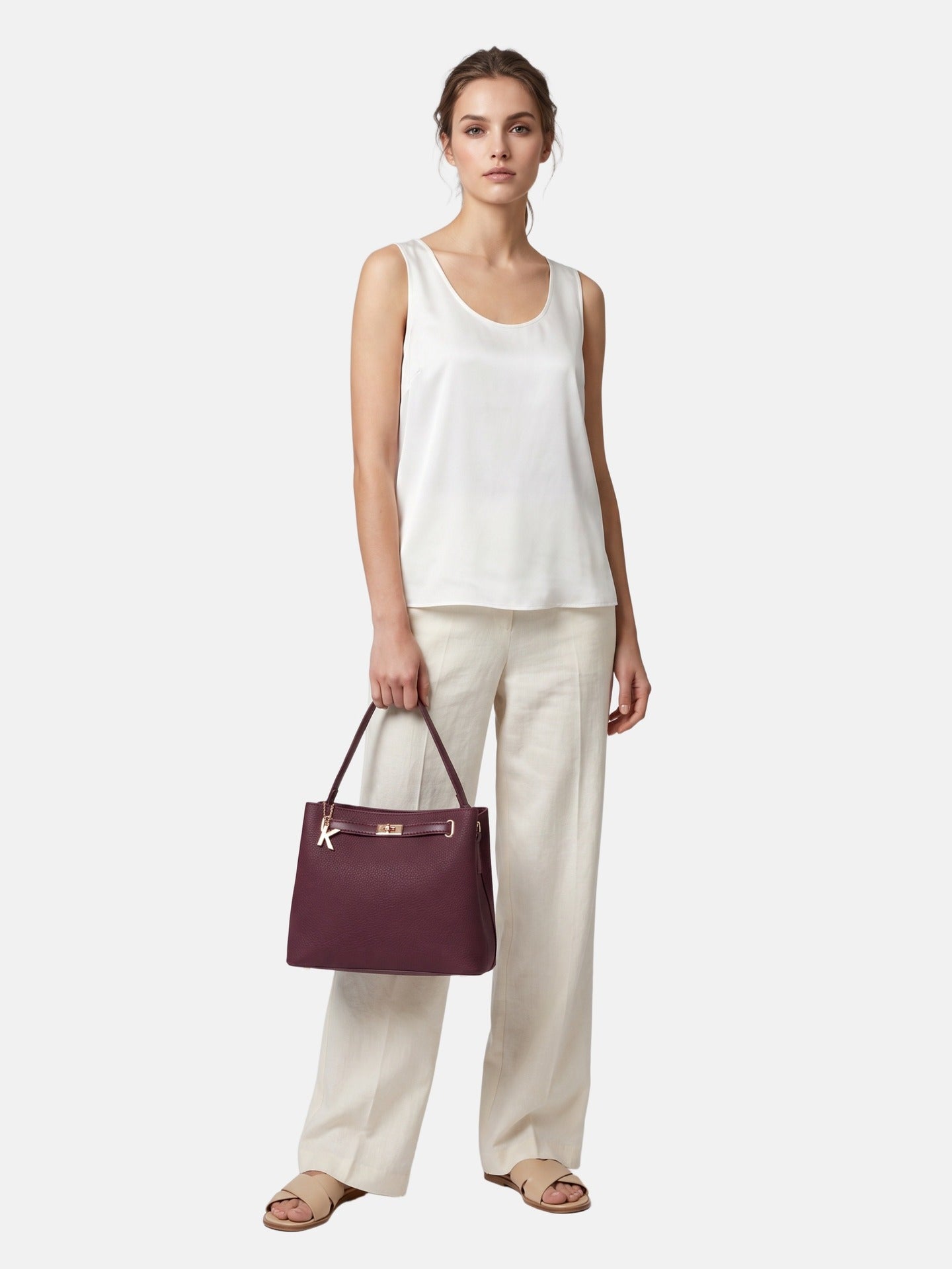 Borsa a Mano in Poliestere 100% Bordeaux