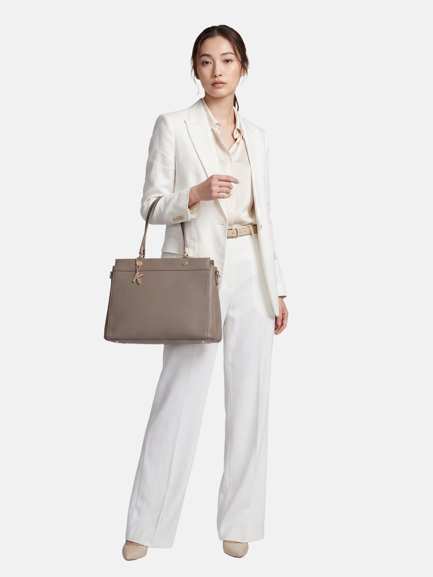 Borsa a Mano in Poliestere 100% Beige Scuro