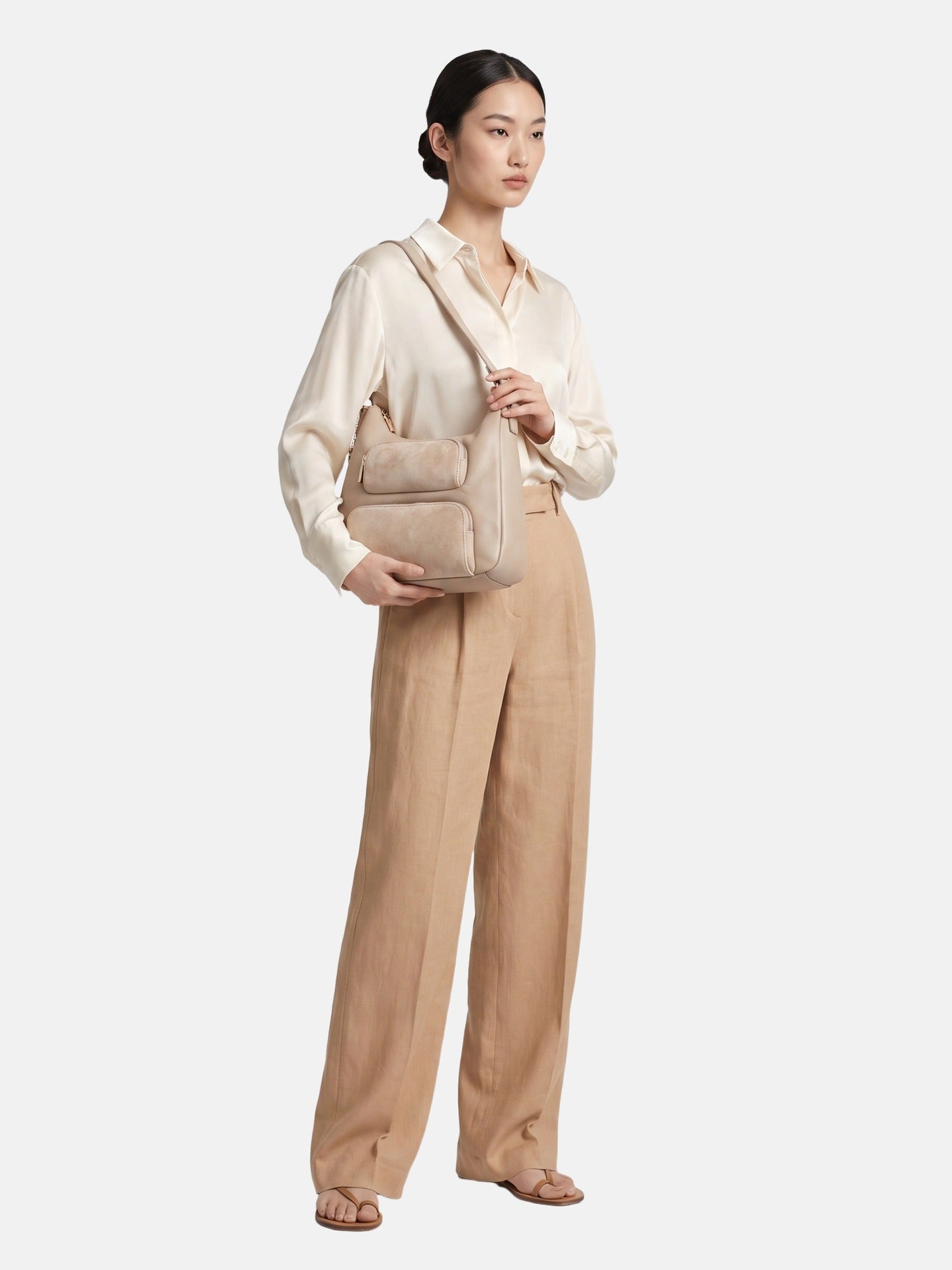 Borsa a Mano in Poliestere 100% Beige