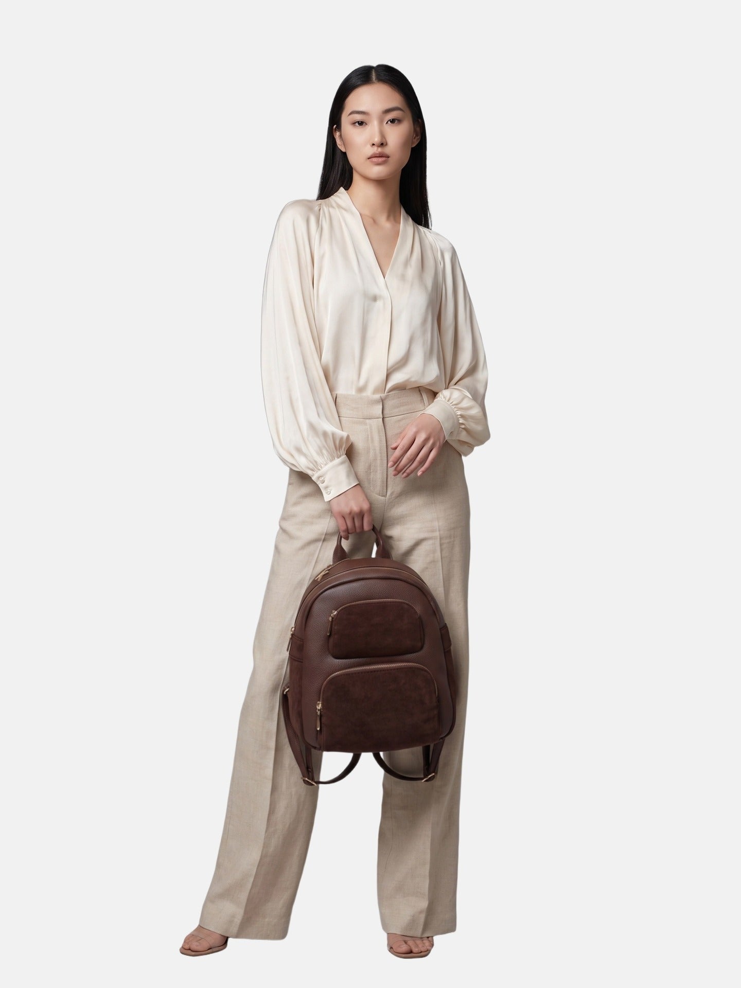 Borsa a Mano in Poliestere 100% Marrone