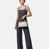 Borsa a Spalla in Pelle Vegana Grigio Chiaro