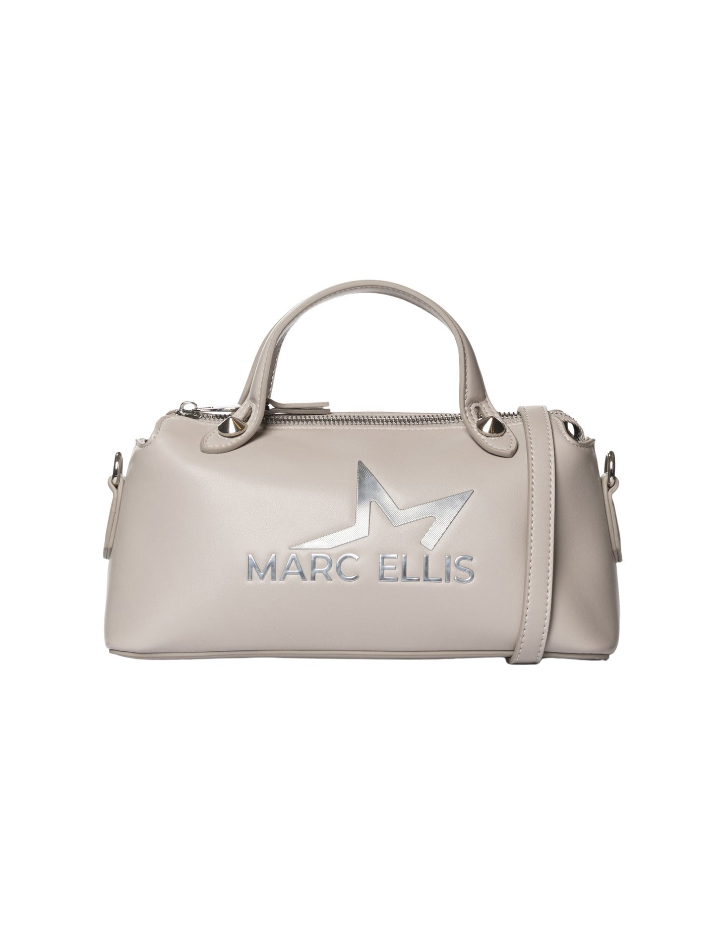 Borsa a Spalla in Pelle Vegana Grigio Chiaro