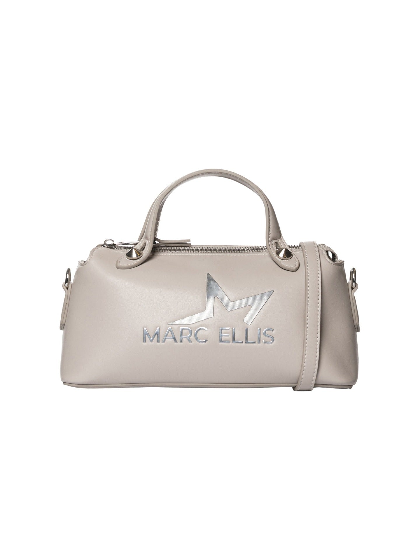 Borsa a Spalla in Pelle Vegana Grigio Chiaro