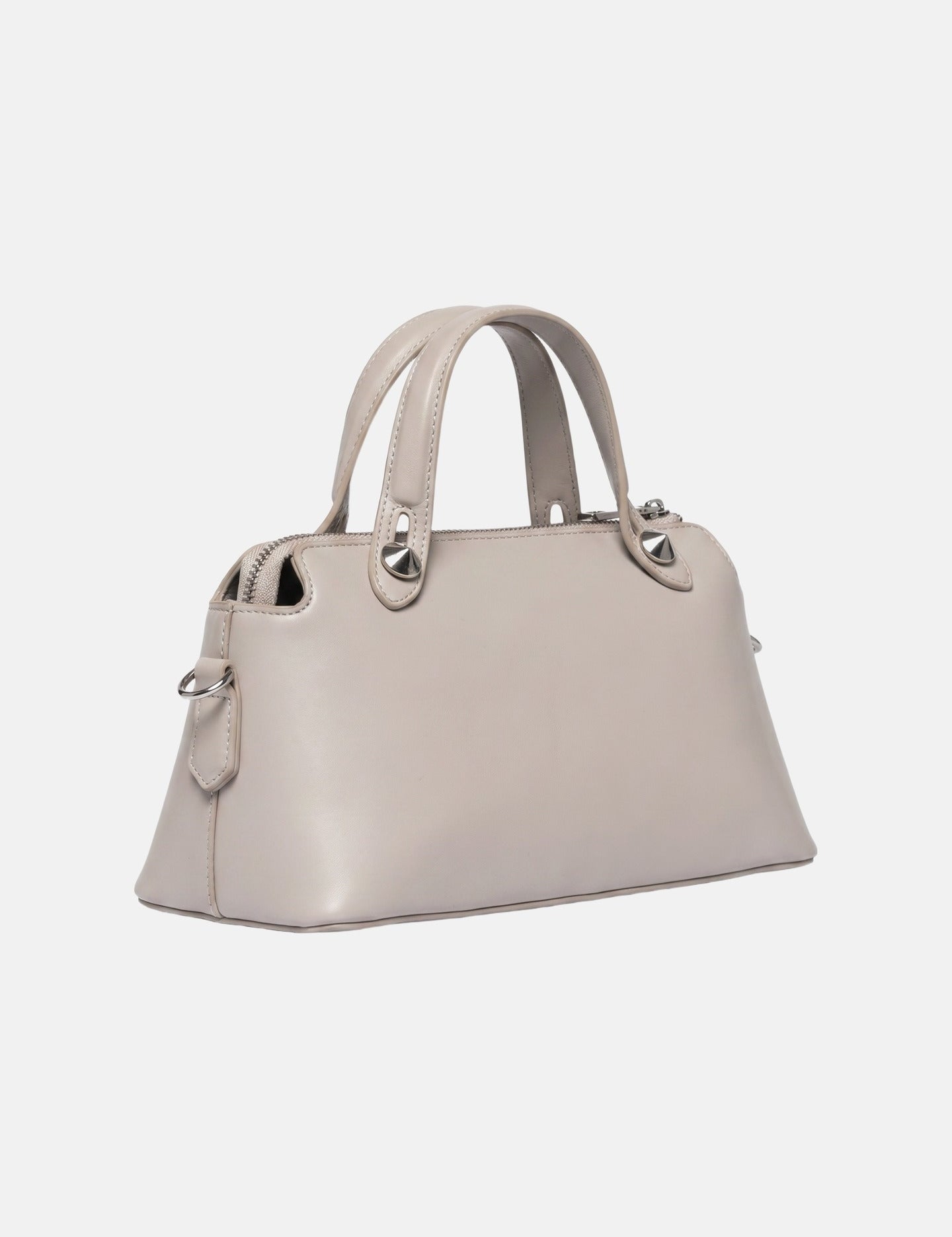 Borsa a Spalla in Pelle Vegana Grigio Chiaro