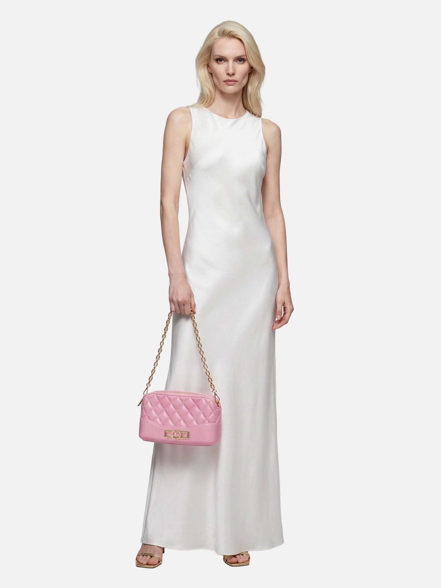 Borsa a Spalla in 100% Pu Vegan Leather Rosa
